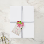 PixDezines roze hawaiiaanse hibiscus/dank u labels Cadeaulabel (Met Touw)