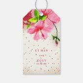 PixDezines roze hawaiiaanse hibiscus/dank u labels Cadeaulabel (Achterkant)