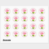 PixDezines Roze Hibiscus/Aloha/Mahalo/Dank u Ronde Sticker (Vel)