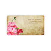 PixDezines  Roze Hibiscus/Faux Parchment Etiket (Voorkant)