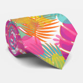 PixDezines Roze Hibiscus/regenwoud Stropdas (Opgerold)