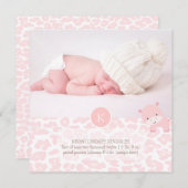 PixDezines roze hippo+leopard geboorteaankondiging Aankondiging (Voorkant / Achterkant)