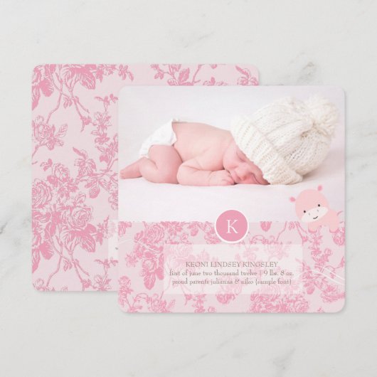 PixDezines roze hippo+toile Aankondiging (Voorkant / Achterkant)