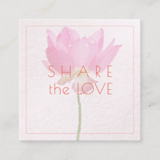 PixDezines Roze Lotus Deel de Liefde Vierkante Visitekaartje