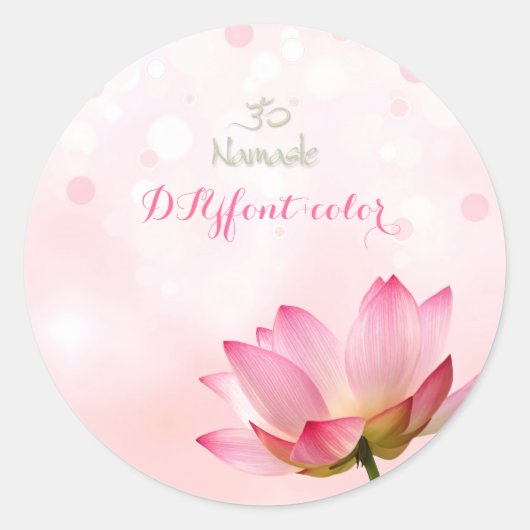 PixDezines roze lotus Ronde Sticker (Voorkant)