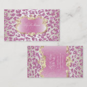 PixDezines roze luipaard/champagne Visitekaartje (Voorkant / Achterkant)