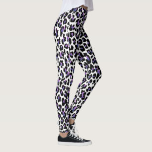 PixDezines Roze Luipaard Print/Paarse Leggings