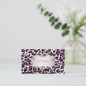 PixDezines roze luipaard print/stijlvolle etikette Visitekaartje (Staand voorkant)