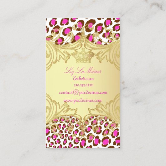 PixDezines Roze luipaarden /Faux Gold Label (Achterkant)