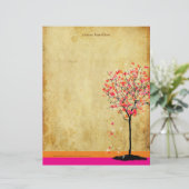 PixDezines Roze Maple Tree Persoonlijk Briefhoofd (Staand voorkant)
