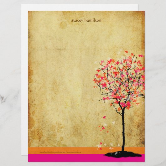 PixDezines Roze Maple Tree Persoonlijk Briefhoofd (Voorkant / Achterkant)