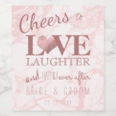 PixDezines Roze Marmer + Faux Roos Gouden Hart Wijn Etiket (Enkel label)