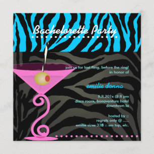 PixDezines roze martini Bachelorette Party Kaart