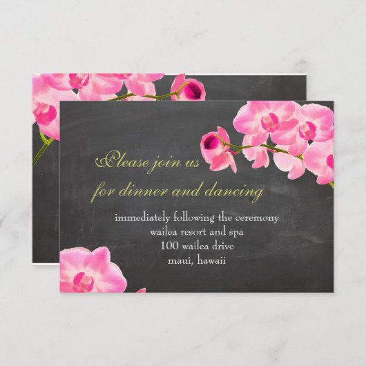 PixDezines roze maui-orchideeën/ontvangstkaarten Informatiekaartje (Voorkant / Achterkant)