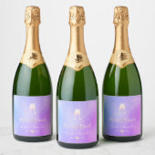 PixDezines Roze Mousserende Wijn Fluiten + Bubbles Sparkling Wijnetiket (Flessen)