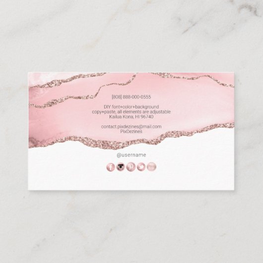 PixDezines roze Muave Waterverf Agate Visitekaartje (Achterkant)