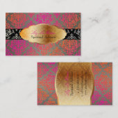 PixDezines roze+oranje Josephine Damask/DIY kleur Visitekaartje (Voorkant / Achterkant)