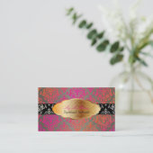 PixDezines roze+oranje Josephine Damask/DIY kleur Visitekaartje (Staand voorkant)