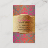 PixDezines roze+oranje Josephine Damask/DIY kleur Visitekaartje (Achterkant)