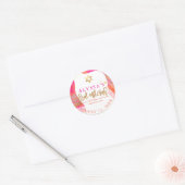 PixDezines Roze + Oranje Watercol Tallit Bat Mitzv Ronde Sticker (Envelop)