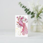 PixDezines roze pauw/diy achtergrondkleur Visitekaartje (Staand voorkant)