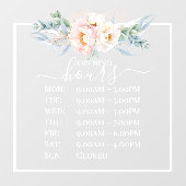 PixDezines Roze Pioen Openingsuren Raamsticker (Vel)