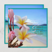 PixDezines Roze Plumeria + Beach Kaart (Voorkant / Achterkant)