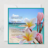PixDezines Roze Plumeria + Beach Kaart (Achterkant)