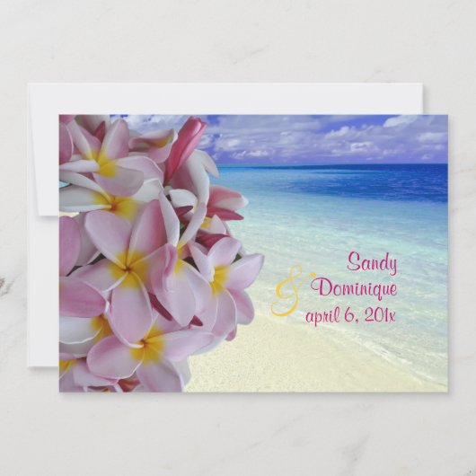 PixDezines Roze Plumeria + Beach Kaart (Voorkant)