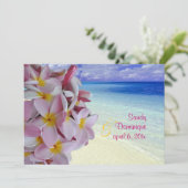 PixDezines Roze Plumeria + Beach Kaart (Staand voorkant)