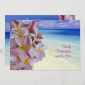 PixDezines Roze Plumeria + Beach Kaart (Voorkant / Achterkant)
