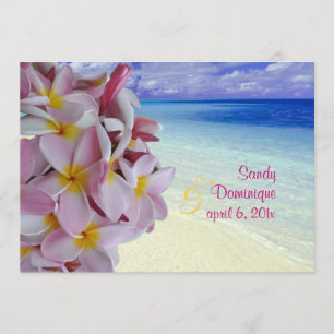 PixDezines Roze Plumeria + Beach Kaart