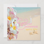 PixDezines Roze Plumeria+Beach/Swirls/Tropisch Kaart (Voorkant)