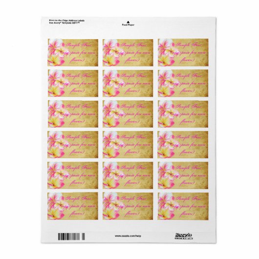 PixDezines  roze plumeria Etiket (Full Sheet)