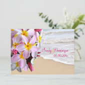 PixDezines roze plumeria lei/strand Kaart (Staand voorkant)