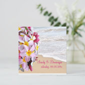 PixDezines roze plumeria Lei/strand Kaart (Staand voorkant)