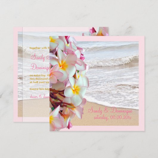 PixDezines roze plumeria/strand/diy achtergrond Kaart (Voorkant / Achterkant)