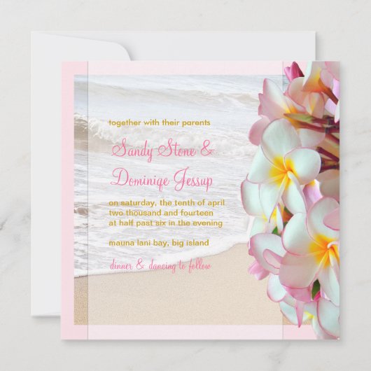 PixDezines roze plumeria/strand/diy achtergrond Kaart (Achterkant)