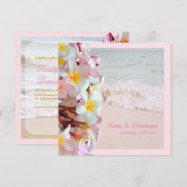 PixDezines roze plumeria/strand/diy achtergrond Kaart (Voorkant / Achterkant)