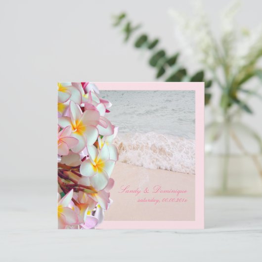 PixDezines roze plumeria/strand/diy achtergrond Kaart (Staand voorkant)