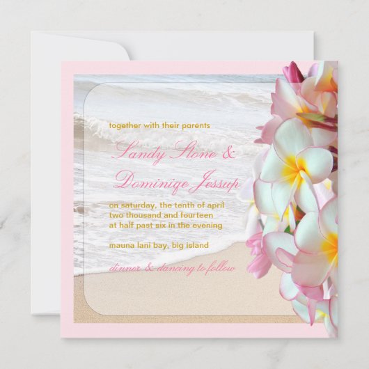 PixDezines roze plumeria/strand/diy achtergrond Kaart (Achterkant)