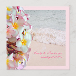 PixDezines roze plumeria/strand/diy achtergrond Kaart