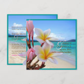 PixDezines Roze Plumeria + Strand Kaart (Voorkant / Achterkant)