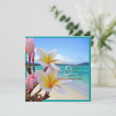 PixDezines Roze Plumeria + Strand Kaart (Staand voorkant)