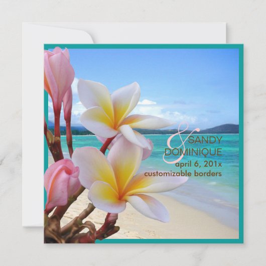 PixDezines Roze Plumeria + Strand Kaart (Voorkant)