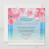 PixDezines roze plumeria+strand/tropisch paradijs Kaart (Achterkant)