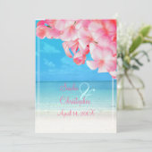 PixDezines roze plumeria+strand/tropisch paradijs Kaart (Staand voorkant)