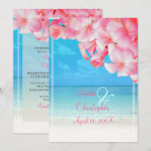 PixDezines roze plumeria+strand/tropisch paradijs Kaart (Voorkant / Achterkant)