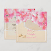 PixDezines roze plumeria+strand+zeester Kaart (Voorkant / Achterkant)