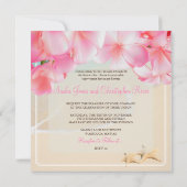 PixDezines roze plumeria+strand+zeester Kaart (Achterkant)